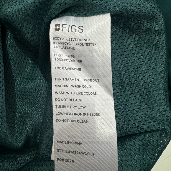 Figs Men's Cobaki Performance Emerald Green Full-Zip Lightweight Jacket size M - Picture 10 of 10